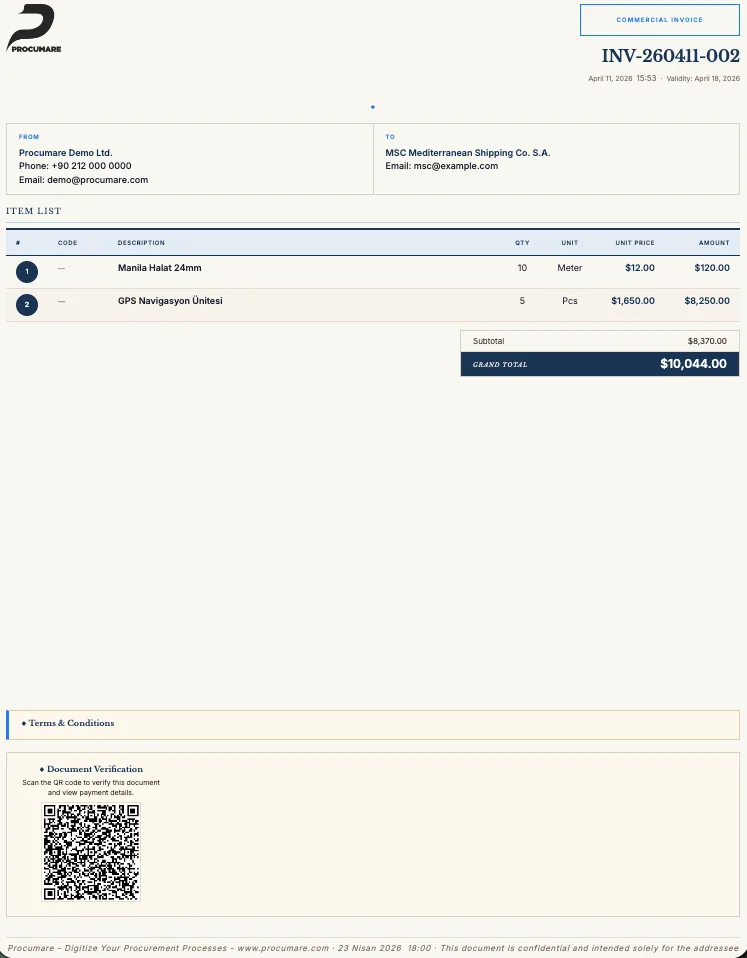 Commercial Invoice PDF
