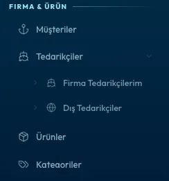 Firma & Ürün Menüsü